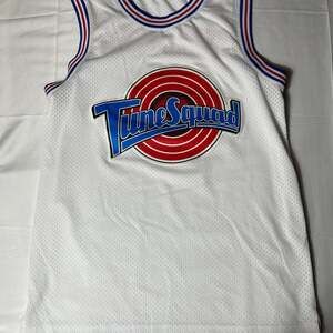 Vintage Tune Squad Basketball Jersey White Embroidered Small